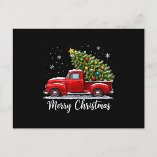 Cartão Postal Natal Feliz Natal Caminhão Vermelho Árvore Homens 