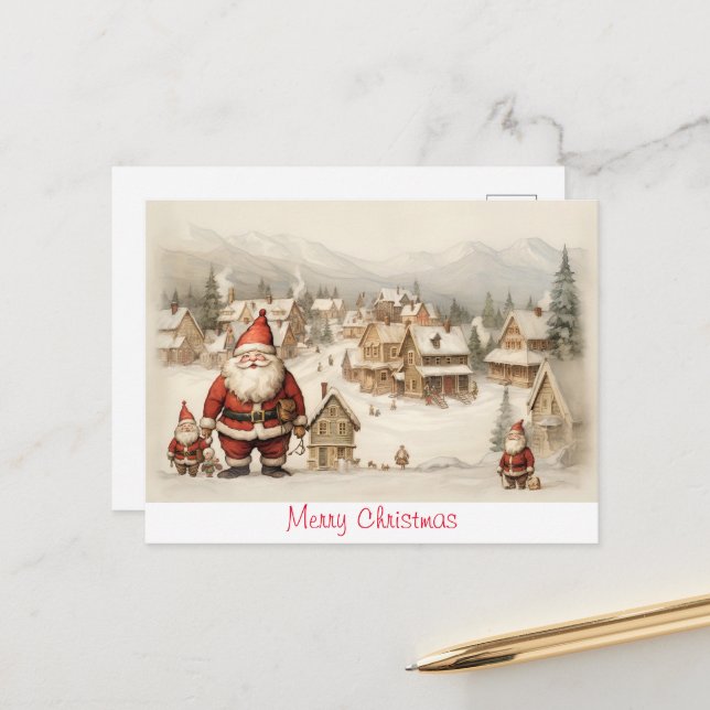 Cartão Postal Natal Feliz Vintage (Frente/Verso In Situ)