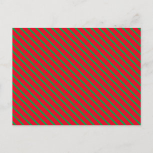 Cartão Postal Natal Férias Vermelhas - Padrão de Stripes Verme