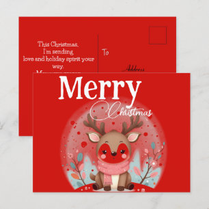 Cartão Postal Natal festivo com Reindeer