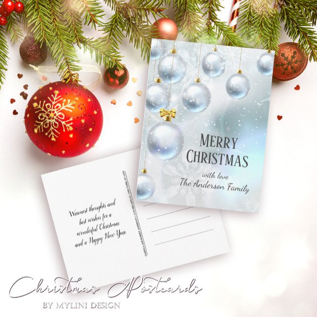 Cartão Postal Natal Festivo Inverno Paradisíaco Bolas de Prata (Criador carregado)