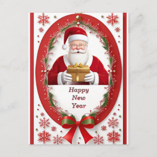 Cartão Postal Natal Festivo Presente do Papai Noel Férias Neve