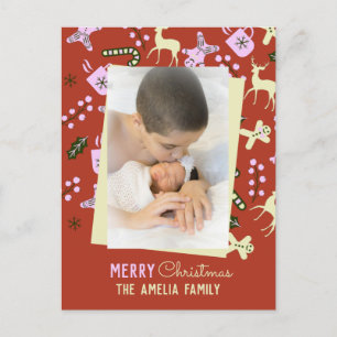 Cartão Postal Natal - Foto da Família Festiva Feriada