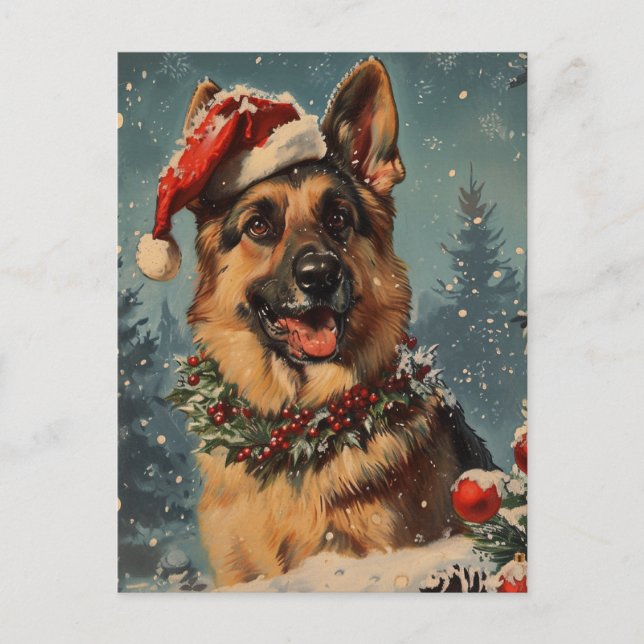 Cartão Postal natal german shepherd (Frente)