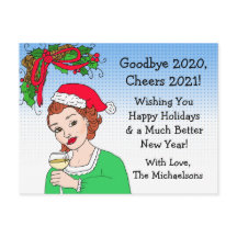 Natal Humor Engraçado Retro Lady Toasting