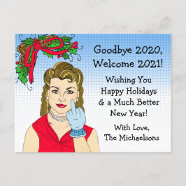 Cartão Postal Natal Humor Engraçado Retrorando Lady Invertendo P