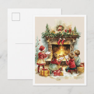Cartão Postal Natal Infantil Vintage Nostálgico