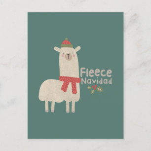 Cartão Postal Natal Llama Pun: Fleece Navidad