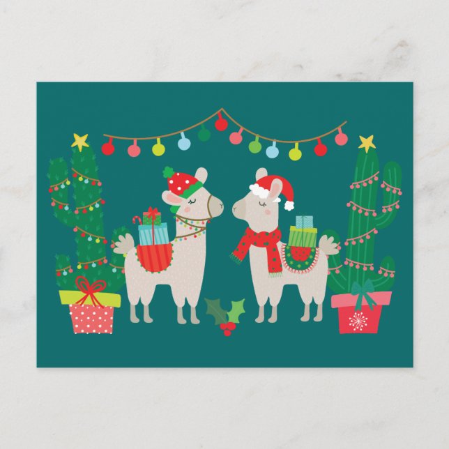 Cartão Postal Natal Llamas (Frente)