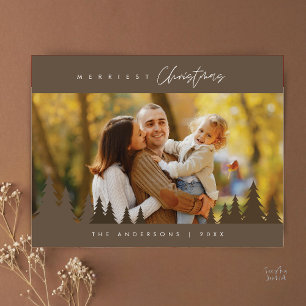 Cartão Postal Natal Mais Alegre Foto de Família ao Ar Livre Árvo