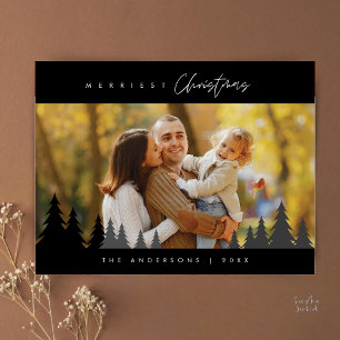 Cartão Postal Natal Mais Alegre Foto de Família ao Ar Livre Árvo