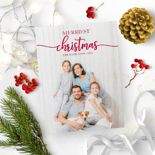 Cartão Postal Natal mais alegre Saudação de Férias Foto Única