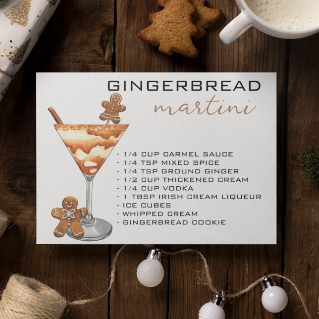 Cartão Postal Natal Martini Cocktail Receita Gingerpão (Criador carregado)