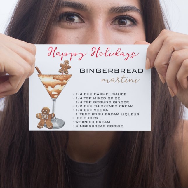 Cartão Postal Natal Martini Cocktail Receita Gingerpão (Criador carregado)