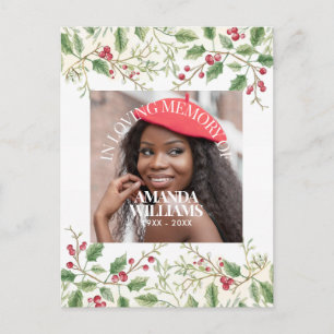 Cartão Postal Natal Memorial Foto Personalizado Holly Berry