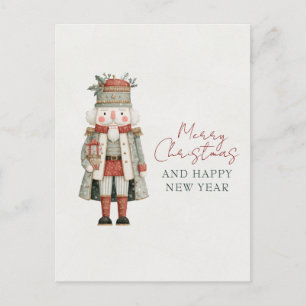 Cartão Postal Natal Minimalista Bonito Quebra-Nozes