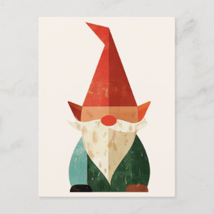 Cartão Postal Natal minimalista do Gnome moderno do meio século
