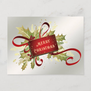 Cartão Postal Natal Moderno Vermelho