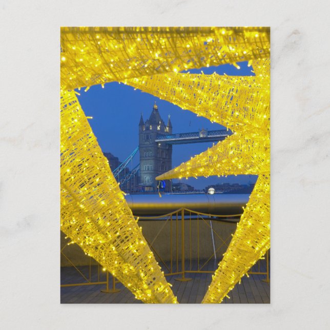 Cartão Postal Natal na Tower Bridge, Londres, Reino Unido (Frente)