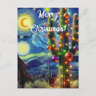 Cartão Postal Natal no Deserto Sudoeste Saguaro Cactus