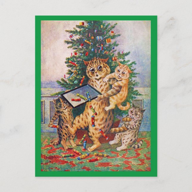 Cartão Postal Natal no País dos Gatos, Louis Wain (Frente)