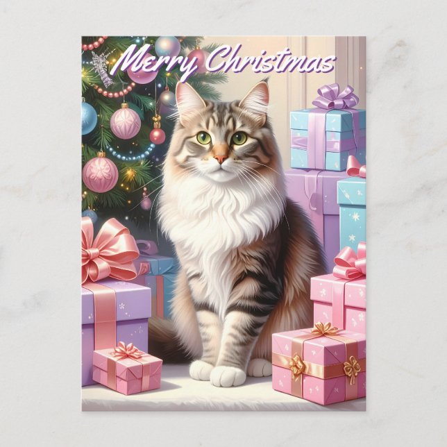Cartão Postal Natal para gatos (Frente)