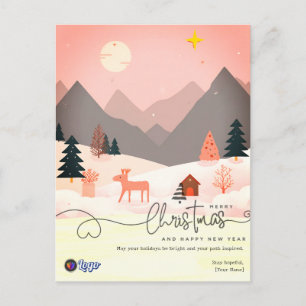 Cartão Postal Natal Pessoal de Negócios Minimal Nórdico