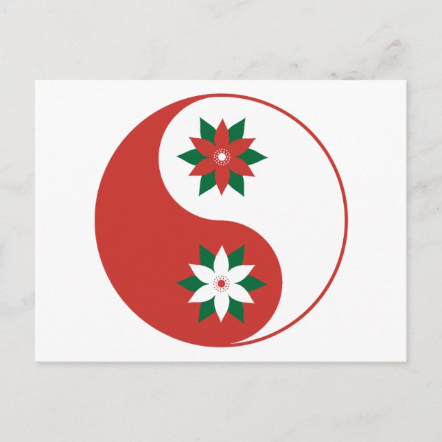 Cartão Postal Natal Poinsettia Yin Yang (Frente)