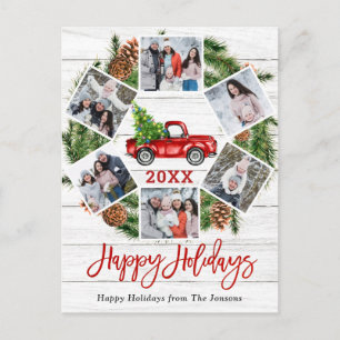 Cartão Postal Natal Retro Red Fazenda Feriado 6 Foto