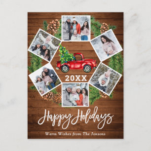 Cartão Postal Natal Retro Red Fazenda Feriado 6 Foto