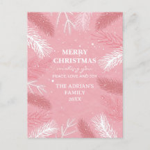 Natal rosa com folhas de pinheiro