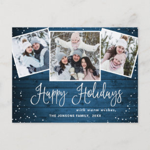 Cartão Postal Natal Rustic Wood 3 FOTO Saudação Feriado