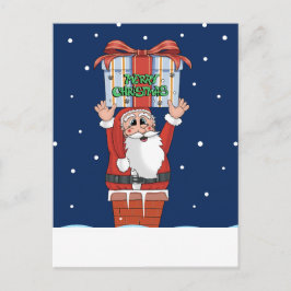 Cartão Postal Natal Santa Claus Neve de inverno