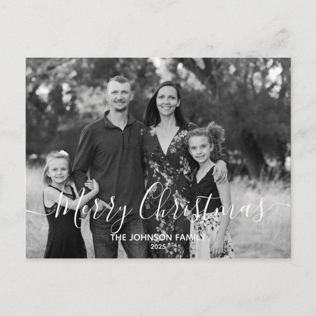 Cartão Postal Natal Simples e Elegante moderno com Foto (Frente)