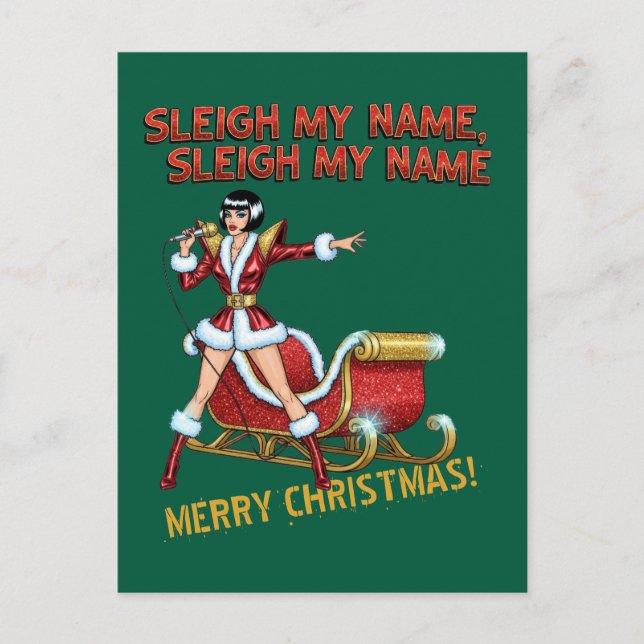 Cartão Postal Natal Sleigh My Name (Frente)