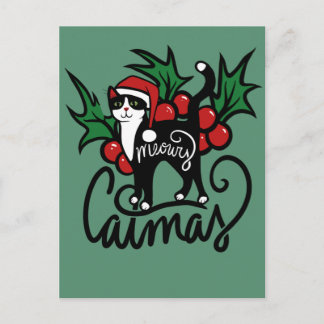 Cartão Postal Natal Tuxedo Cat