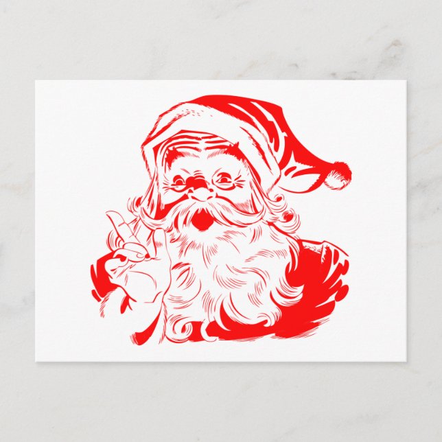 Cartão Postal Natal Vermelho e Branco (Frente)