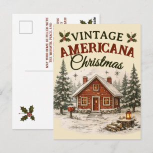 Cartão Postal Natal Vintage Americana Rústico Cabana Feriado