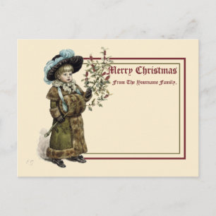 Cartão Postal Natal vintage da era vitoriana Kate Greenaway