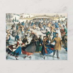 Cartão Postal Natal Vitoriano Central Park Currier & Ives