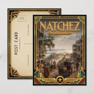 Cartão Postal Natchez Mississippi Arte Deco Vintage Idade do Our