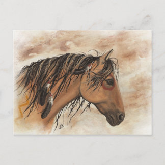 Cartão Postal Native American Mustang Horse ArT por BiHrLe