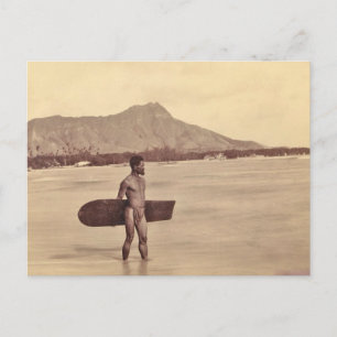 Cartão Postal Native Hawaiian Surfer, c. 1890