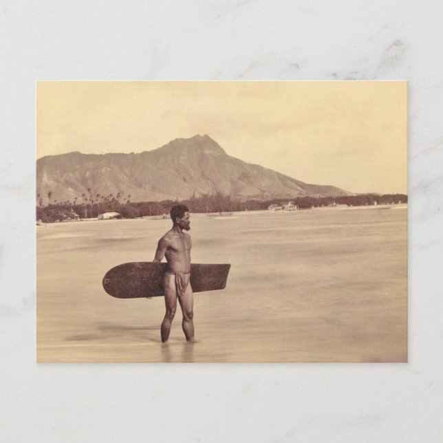 Cartão Postal Native Hawaiian Surfer, c. 1890 (Frente)
