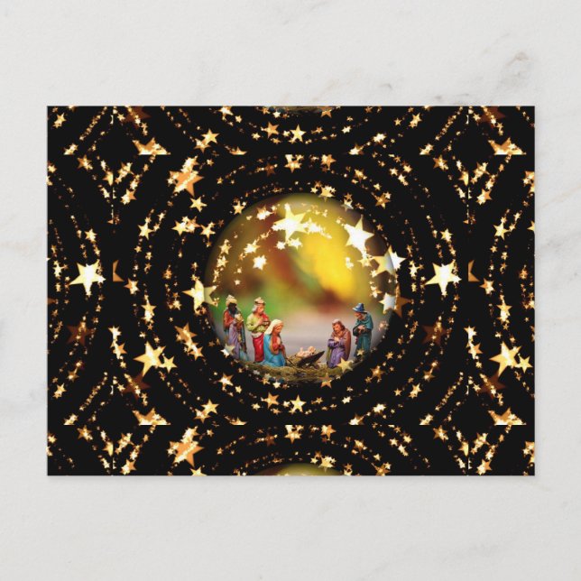 Cartão Postal Natividade Cena Crítica Virgem Maria Criança Estre (Frente)