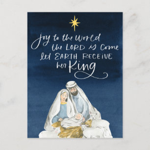 Cartão Postal Natividade Joy Watercolor Natal Religioso