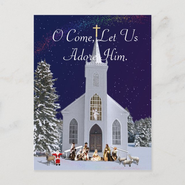 Cartão Postal Natividade na Igreja (Frente)