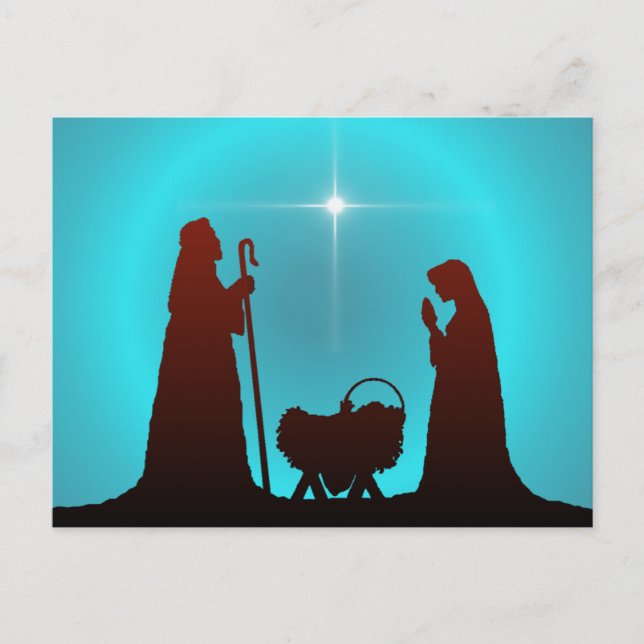 Cartão Postal NATIVITY SILHOUETTE & STAR por SHARON SHARPE (Frente)