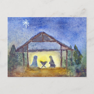 Cartão Postal Nativity watercolor