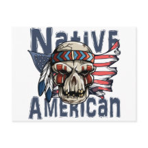 Nativo Americano de Guerra Indígena Skull USA Flag